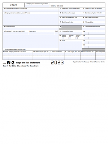 Blank W-2 Form in PDF ⬇️ Get IRS Form W-2 2023: Printable PDF and ...