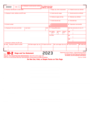 Free W-2 Form for 2023 ⬇️ Get IRS Form W-2 2023: Printable PDF and ...